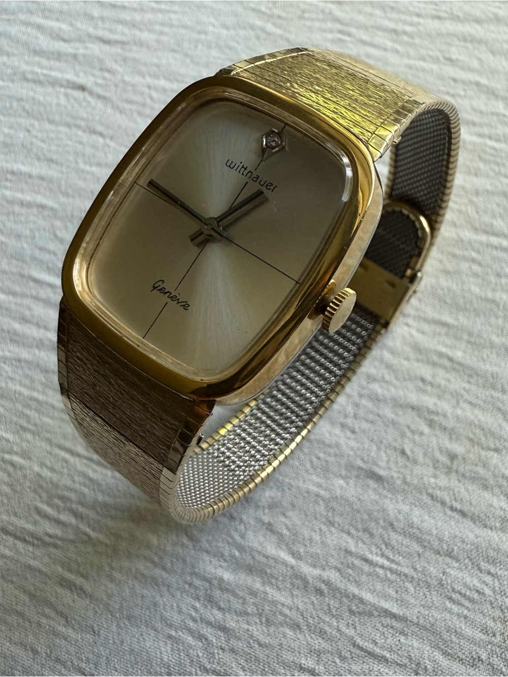 Vintage 1970s Wittnauer TV Tank Retro 17j Mechanical Watch